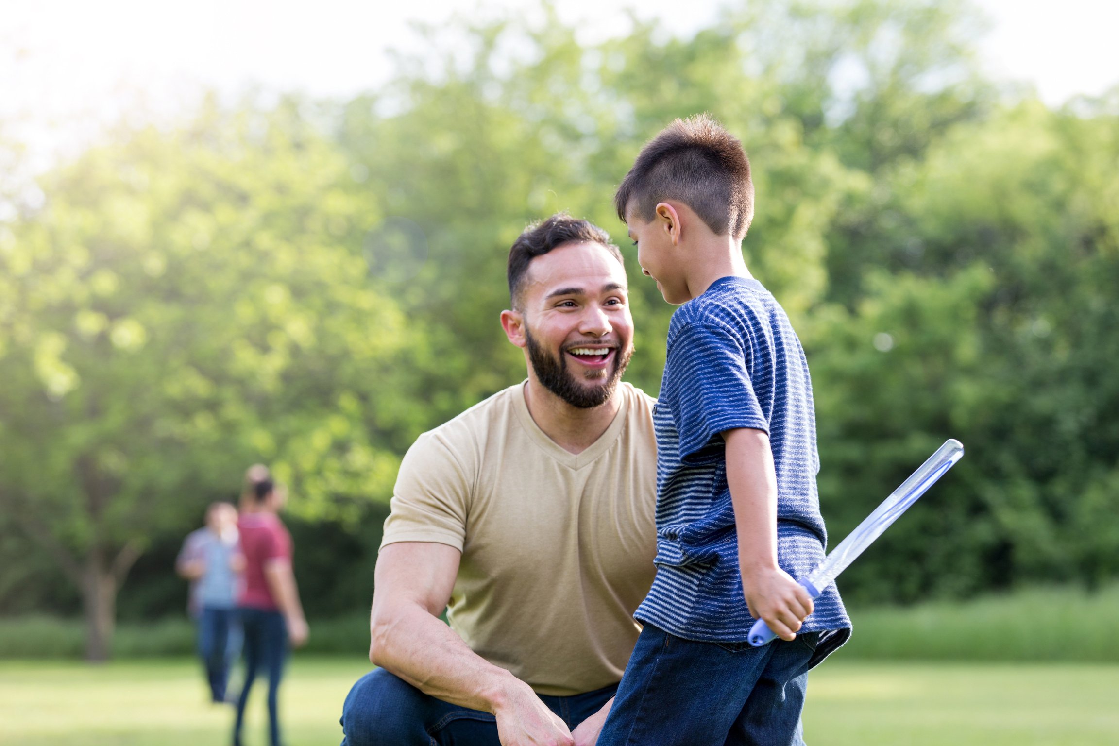 Mid adult dad and his son